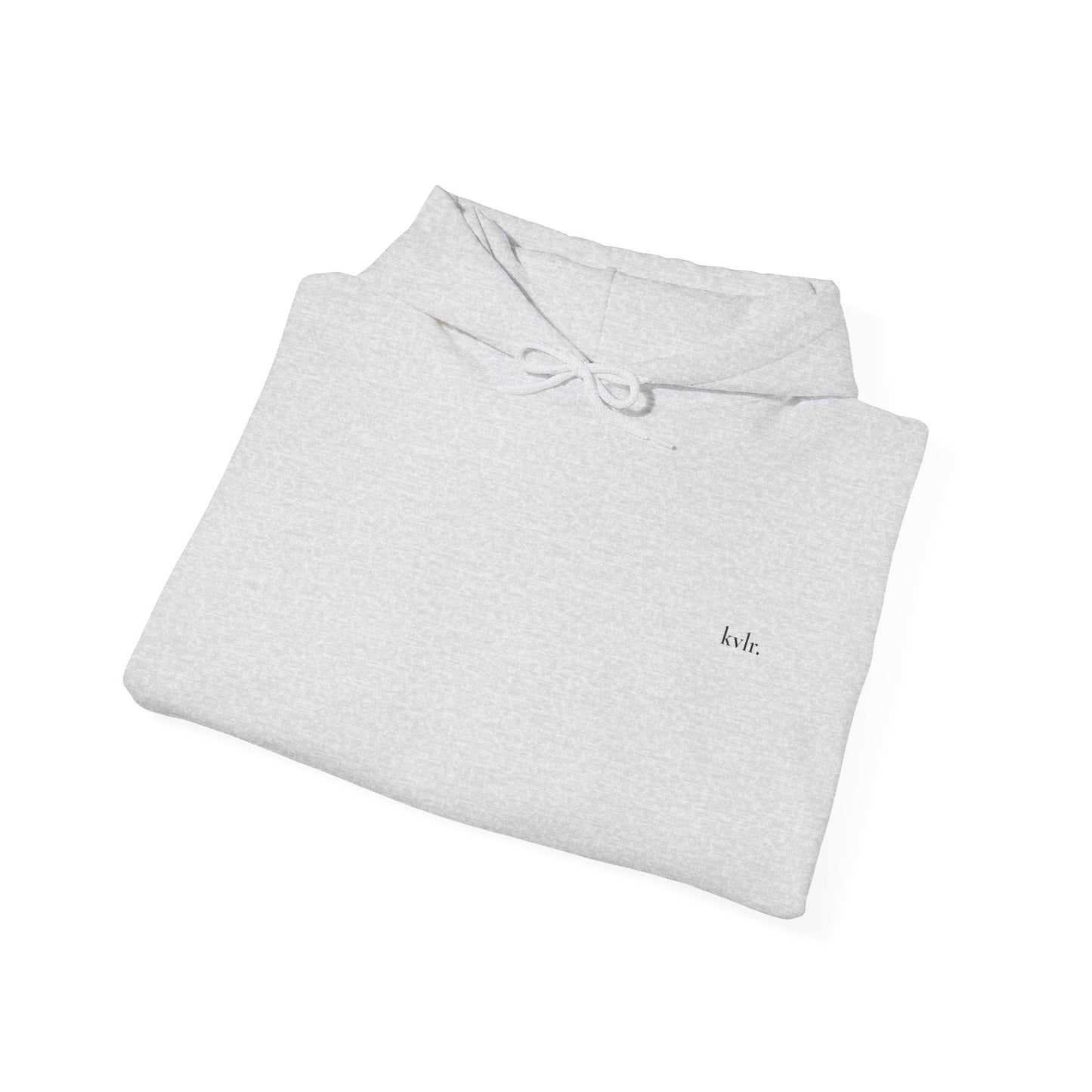 The Gap hoodie in Sand colorway, front view with kvlr. chest logo — KVLR Collective Drop 001