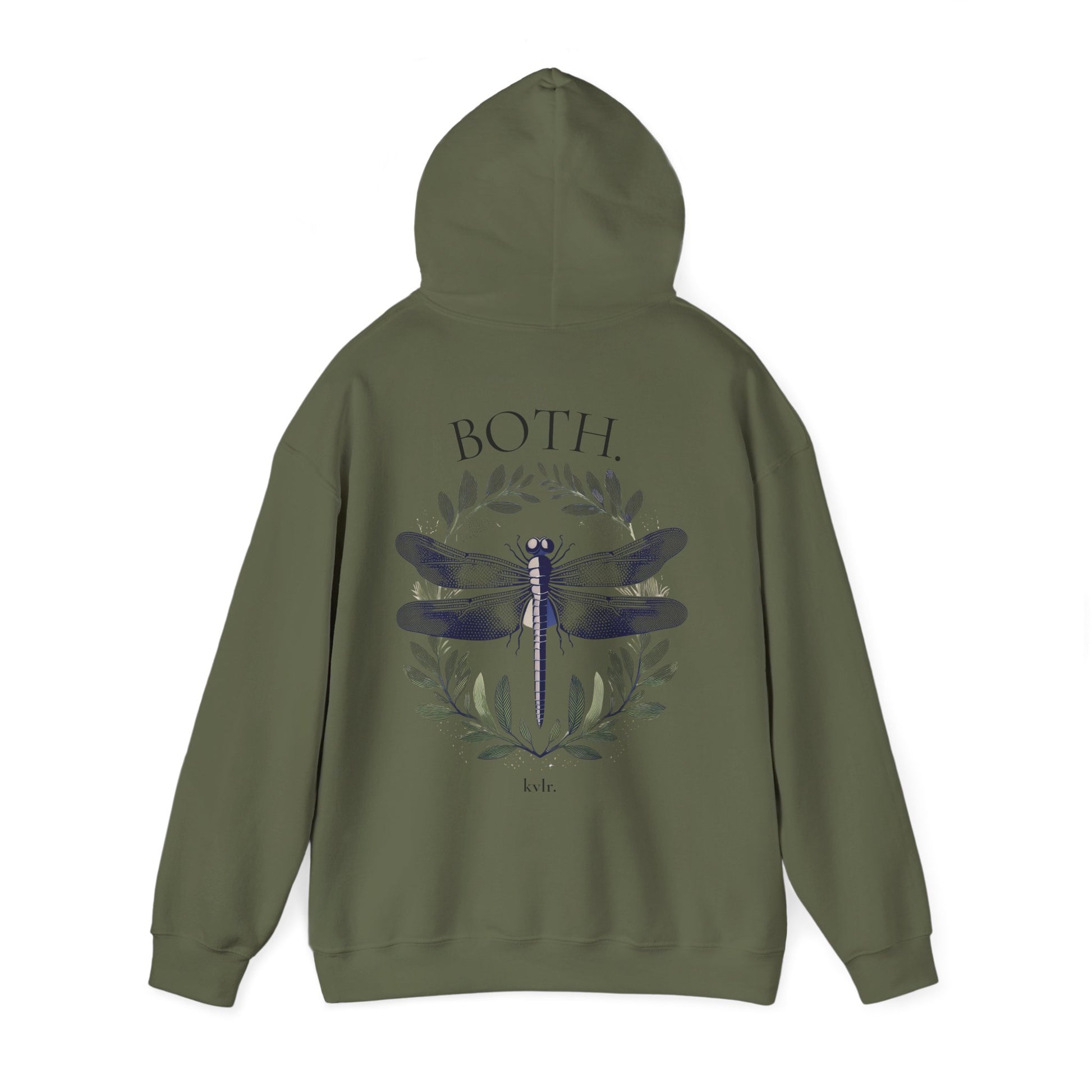 The Signal hoodie color variant detail — KVLR Collective Drop 001 dragonfly back print