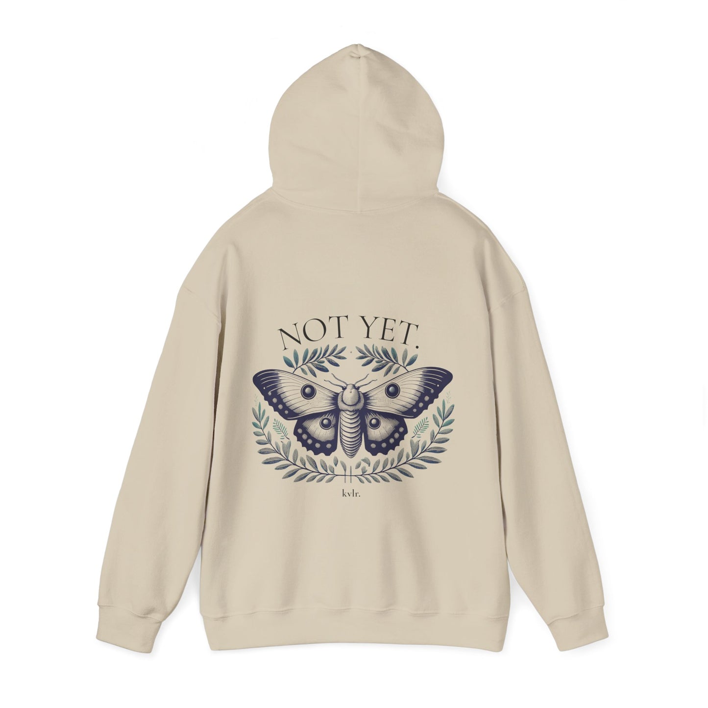 The Gap hoodie in Military Green colorway with moth back print — KVLR Collective Drop 001