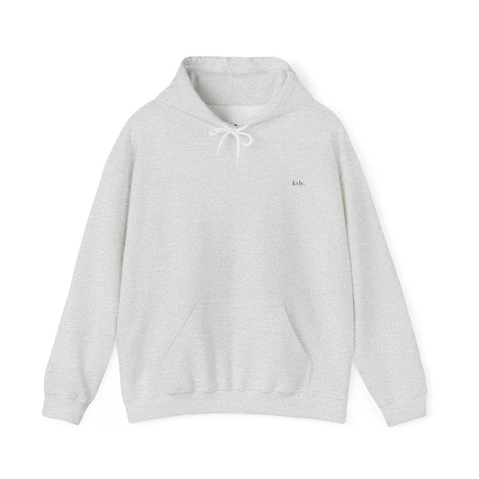 Back graphic detail: engraved moth framed by olive branches with NOT YET text — The Gap hoodie KVLR Collective Drop 001
