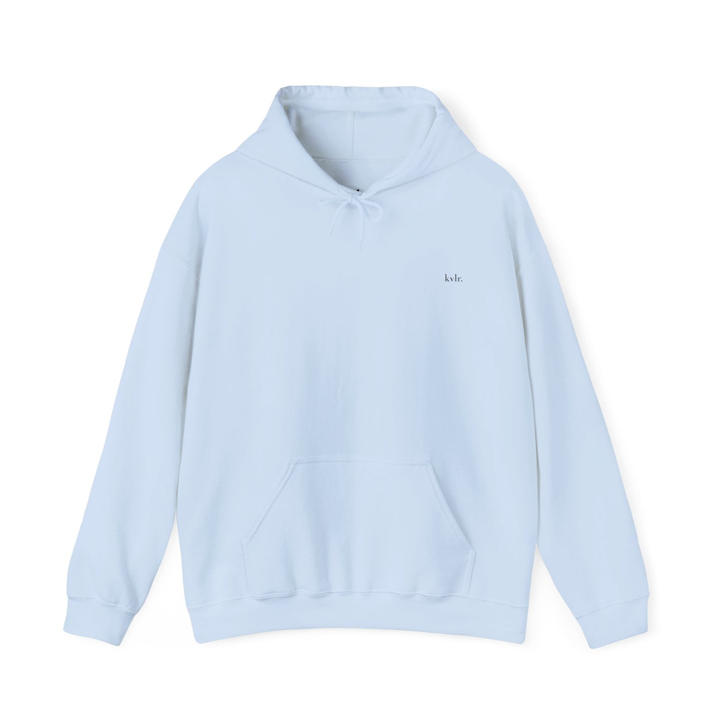 The Gap hoodie in Sport Grey colorway, front view — KVLR Collective Drop 001