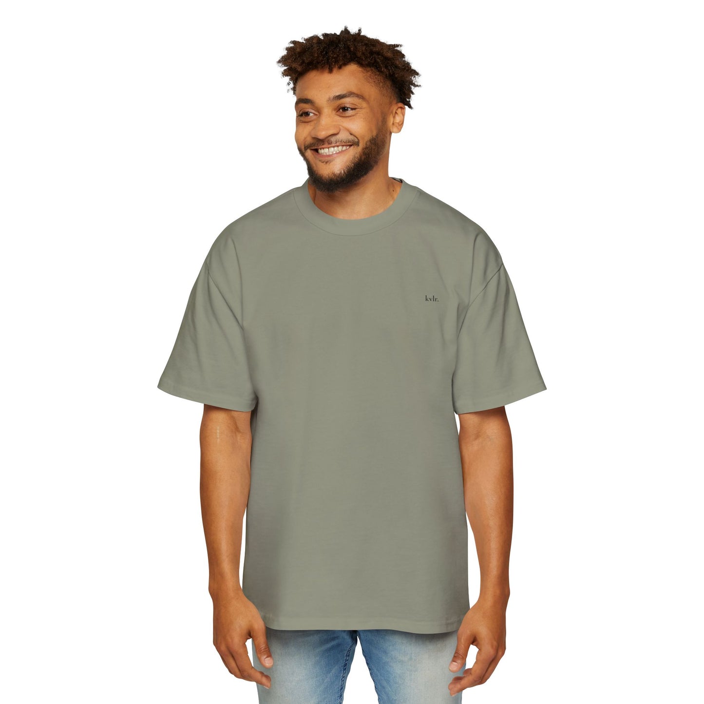 The Signal unisex oversized boxy tee side profile — KVLR Collective Drop 001