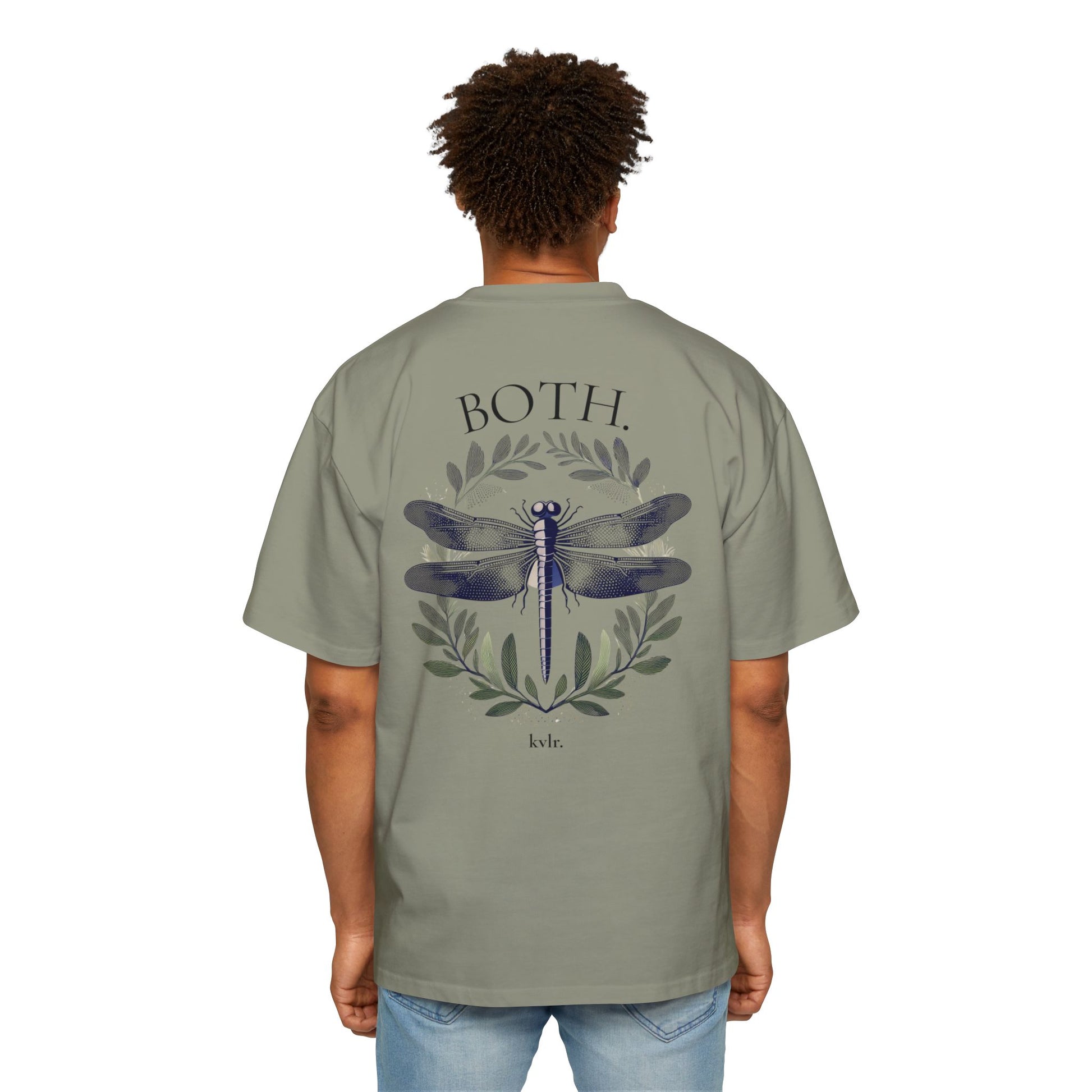 Model wearing The Signal tee in neutral palette — KVLR Collective Drop 001 BOTH